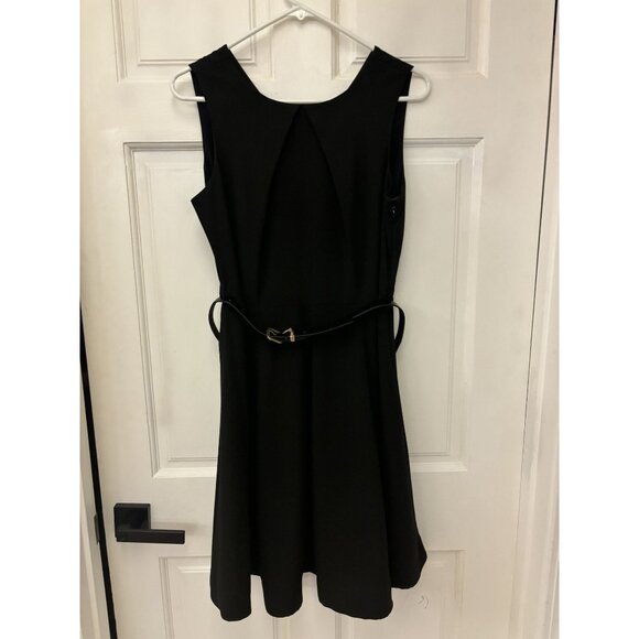 Patrizia Luca Milano Women's Black Sleeveless Dress With Belt Size M Fit Flare - Picture 4 of 16